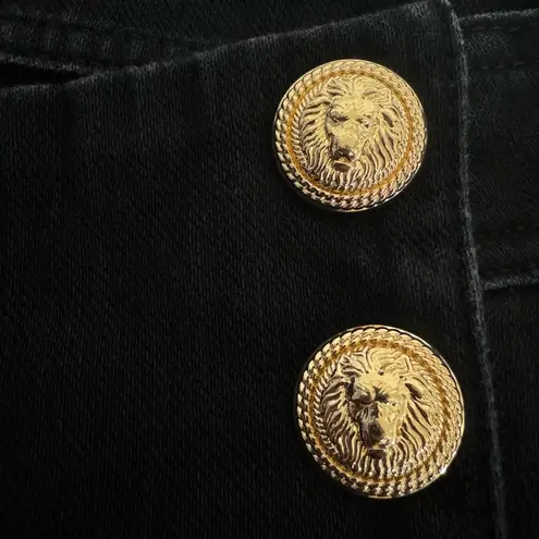 J. McLaughlin Sailor Jeans Black Gold Buttons Preppy Academia French Slim Sz 6