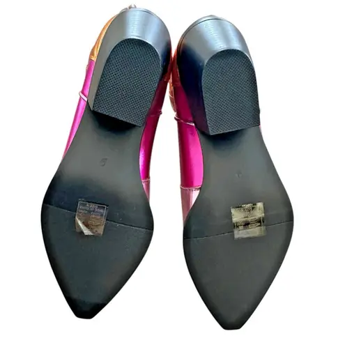 Azalea Wang Hendrix Western Cowboy Boot Knee High Pink/Orange Metallic Sz 9 Pink