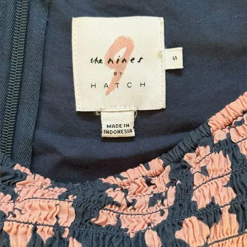 The Nines By Hatch Maternity Midi Dress Navy Pink Floral Smocked Womens Small Blue