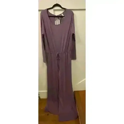 Zenana Outfitters Premium Long Sleeve Jersey Wide Leg Drawstring Waist Jumpsuit, 2X