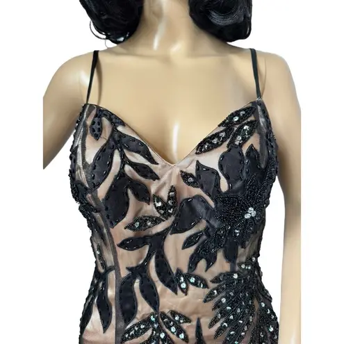 Dave and Johnny Black Gold Sequin Mermaid Gown - Size 1/2
