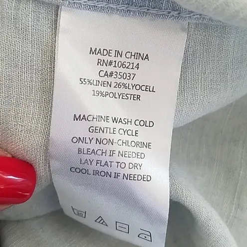 joe's jeans  Linen button down w/open sleeves sz SM - Image 7