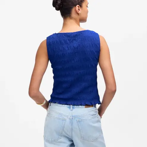 Madewell  Smocked Boatneck Tank in Brilliant Sapphire, Size Medium