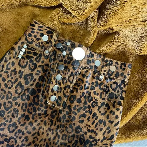 Alexander Wang Leather Leopard-Print Calf Hair Mini Skirt