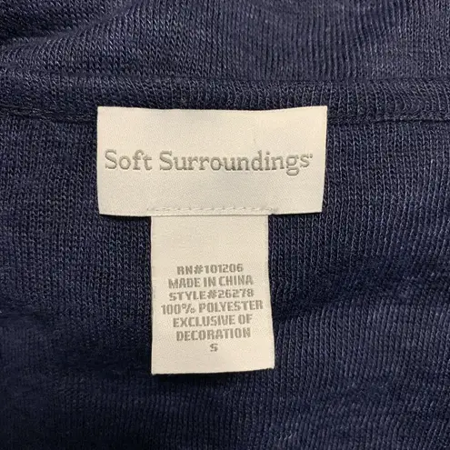 Soft Surroundings Womens Size Small Blue Gold Stud Detail Split Neck Blouse