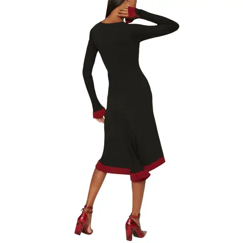 Esteban Cortazar x RTR Square Neck Sweater Dress in Black/Red, Size S Black
