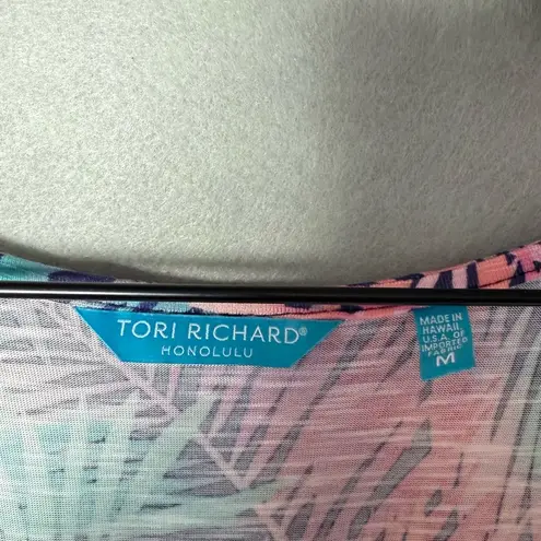 Tori Richard Womens Colorful Tropical Palm Leaf Print Swim Coverup Mini Dress M Pink Size M