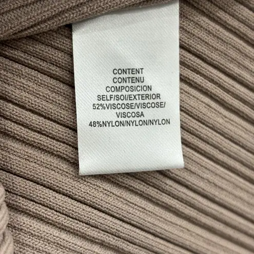 WAYF NWOT Size M Alexi Beige Long Sleeve Ribbed Belted Midi Bodycon Dress $99