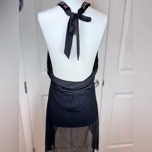 Seven7 Y2K Vintage Fairycore Goth Boho Top 14/16 Velvet Sequin Halter Whimsigoth