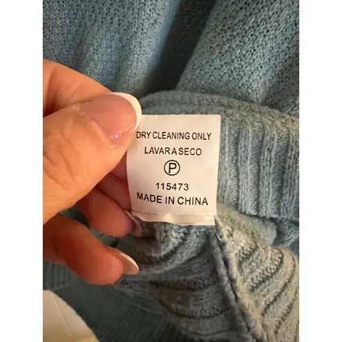 Staccato Women's Light Blue Textured Cowl Neck Sweater Size L