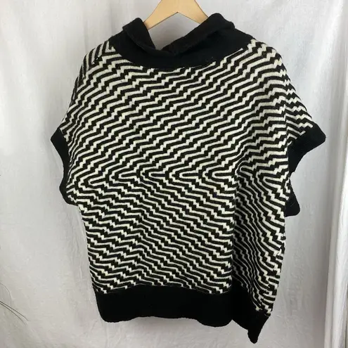 Lane Bryant  Black & Ivory Striped Cowl Neck Short Sleeve Knit Sweater 18/20