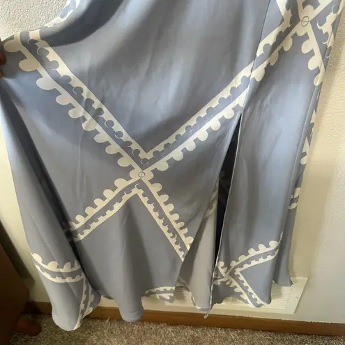 NEW Mon Renn Serape Midi Dress Blue Postcards White Pattern Size Small/8