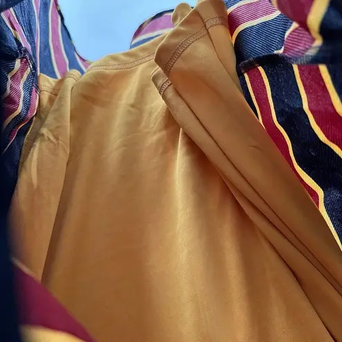 Bluheaven Black Red Striped Bell Sleeve Ruffle Hem Lace Shift Dress Size Medium