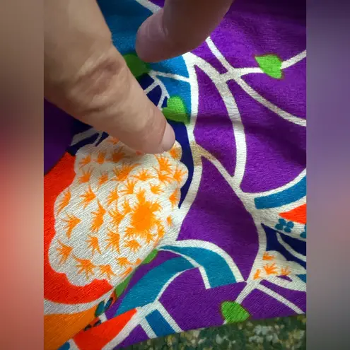 Vintage Keene Sportwear Hawaii tropical smocked halter maxi dress, size small Orange