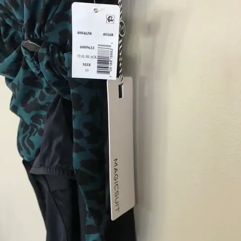 Magicsuit Teal & Black Kaia One Piece Swimsuit Leopard Print Size 10 NEW