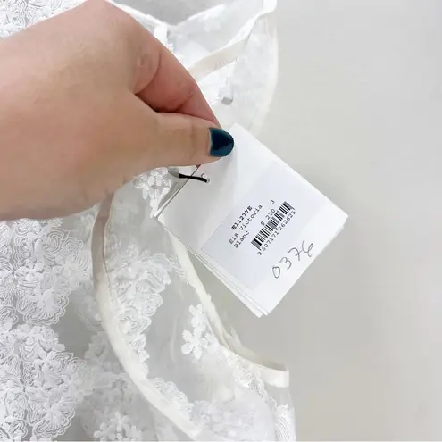 Sandro Women Floral Victoria Embroidered Lace Top White Floral Ruffle Sheer Sz 3