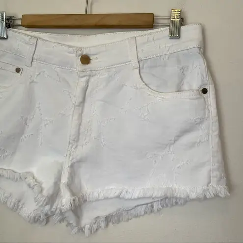Stella McCartney Distressed Star Pattern 5-Pocket Denim Shorts in White Sz 28