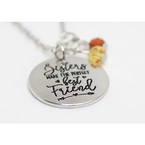 Brand New Womens Hand Stamped .925 Silver Sisters Make The Best Friends Necklace Tan