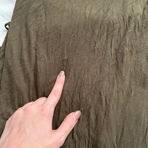 Y2K paper tag vintage khaki green Brown asymmetrical mini dress fringe detail Size M