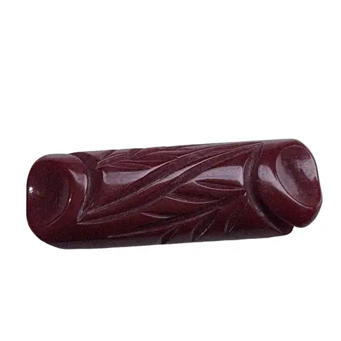 Vintage 1930s Carved Bakelite Dress Clip Deep Oxblood Red Leaf Motif