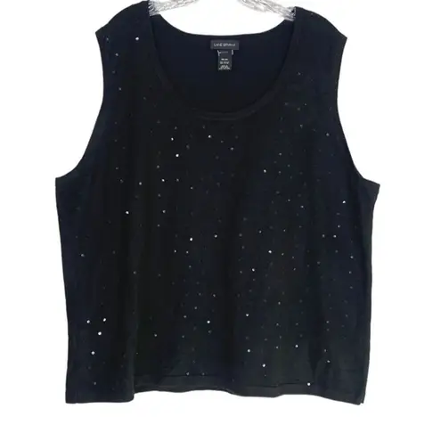 Lane Bryant  Sleeveless Beaded Shimmery Blouse Lightweight Stretch 26 / 28 Black