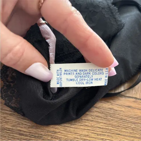 Vanity Fair Vintage Full Slip Dress Size 32L Black Nylon Lace Trim Lingerie USA - Image 9