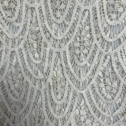 Gatsby Art Deco Style Bohemian Ivory Crochet Blouse Sz One Size Minimalist Tan