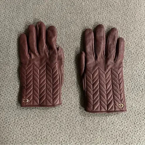 Coach  Burgundy Leather Gloves