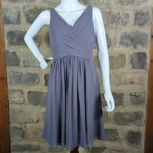 Bill Levkoff Woman's Size 8 Misty Gray Midi Prom Homecoming Dress Lined Formal