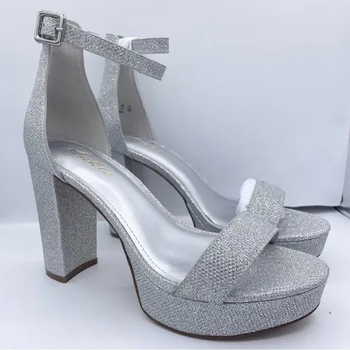 Ankis platform silver glitter 4inch heels women Size 7