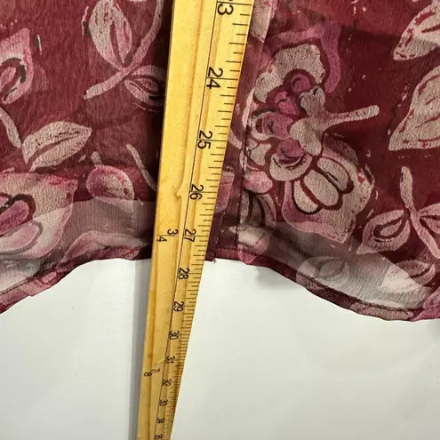 Nine & Co. Blouse 12 Sheer Burgundy Floral Witchy Whimsigoth 90s Romantic