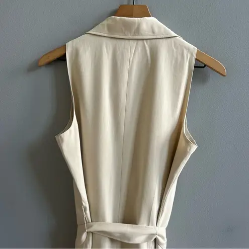 Lafayette 148 New York Sleeveless Trench Coat Dress Khaki Tan 100% Cotton Size 6