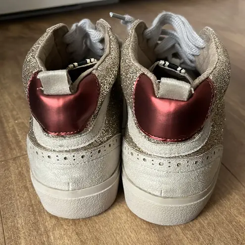 ShuShop Paulina Glitter Gold White Star Hi Top Sneakers Size 10 Tan