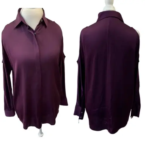 Donna Karan DONNA KARANCold Shoulder Stretch Silk Blou…