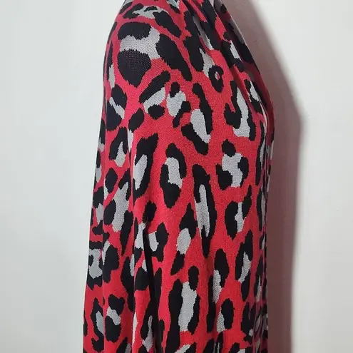 Colleen Lopez Red Leopard Print Open Front Shrug Size XL/1X Red Leopard Cardigan - Image 6