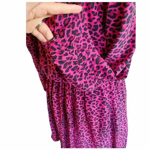 Zadig & Voltaire  Reveal Leopard Print Dress Hot Pink Black MSRP $398 Large NWT