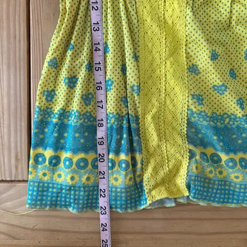 Max Rave Green and Blue Smocked Camisole Top Size S