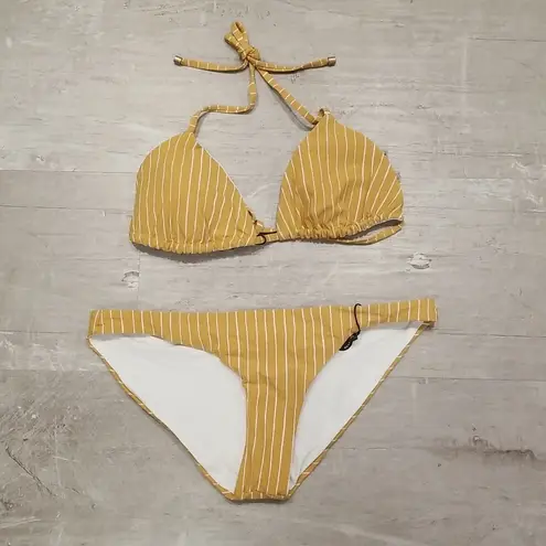 Vitamin A 💕💕 Bikini Set Gia Triangle Top + Luciana Bottom Dorada Stripe 8 M NWT