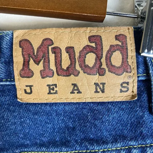 Mudd Vintage  Sz 9 Juniors Y2K Flare Denim Jeans Embroidered Yellow Back Pockets