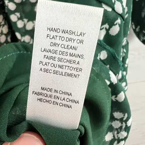 Allison New York Green White Floral Print Faux Wrap Dress Size S