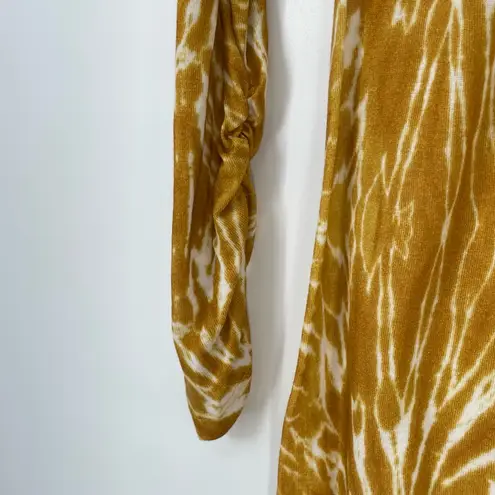 Scotch & Soda Women's Sun Ray Yellow Tie & Dye Print Bodycon Midi Dress Size XS White