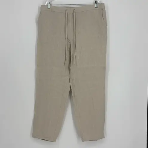 Iximo 100% Linen Paperbag Pants Women’s Size XXL in Light Tan Khaki New w/ tags!
