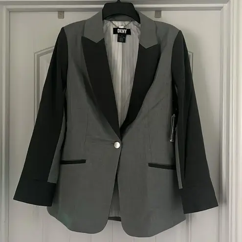 Donna Karan DKNY Two Tone Single Button Blazer in Gray, NWT, Size 8 $159