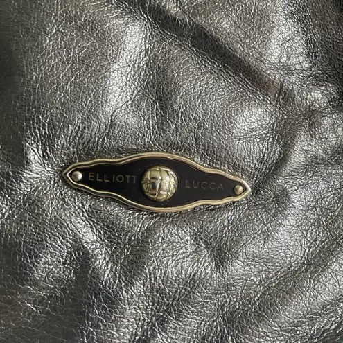 Elliot Luca Elliott Luca Silver Pewter Metallic Leather Drawstring Large Bucket Bag