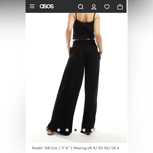 ASOS  DESIGN Black Shirred Waist Wide Leg Pants Women’s Size 4