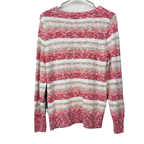 LL Bean Red Striped Cotton Ragg Sweater Crewneck Pullover MEDIUM PETITE Size undefined