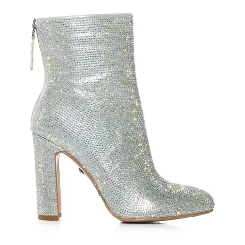 NWOT AZALEA WANG HONEY BUNCH SILVER RHINESTONE BOOTIES SIZE 7