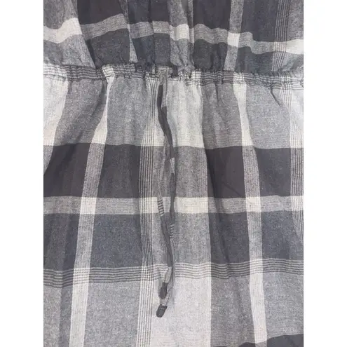 prAna Loop To Pines Flannel Plaid Gray Organic Cotton Shirt Dress Medium Pockets