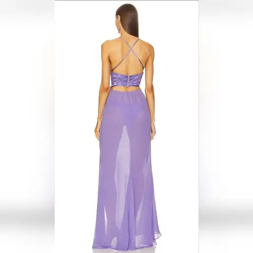 Retrofête Retrofete Larissa Dress in Dusty Lilac Purple Large Silk NWT Corset Semi Sheer