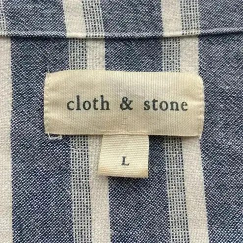 Anthropologie CLOTH & STONE‎ Ruffle Sleeveless Crossover Romper Zuma Beach Stripe Size L Large